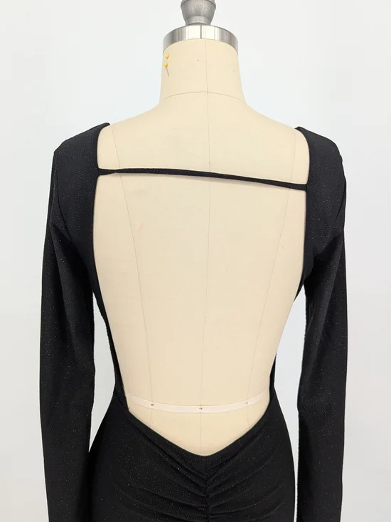 01349 Lulus Sparkle Mermaid Maxi Dress Black size Small evening formal wedding - Picture 4 of 8